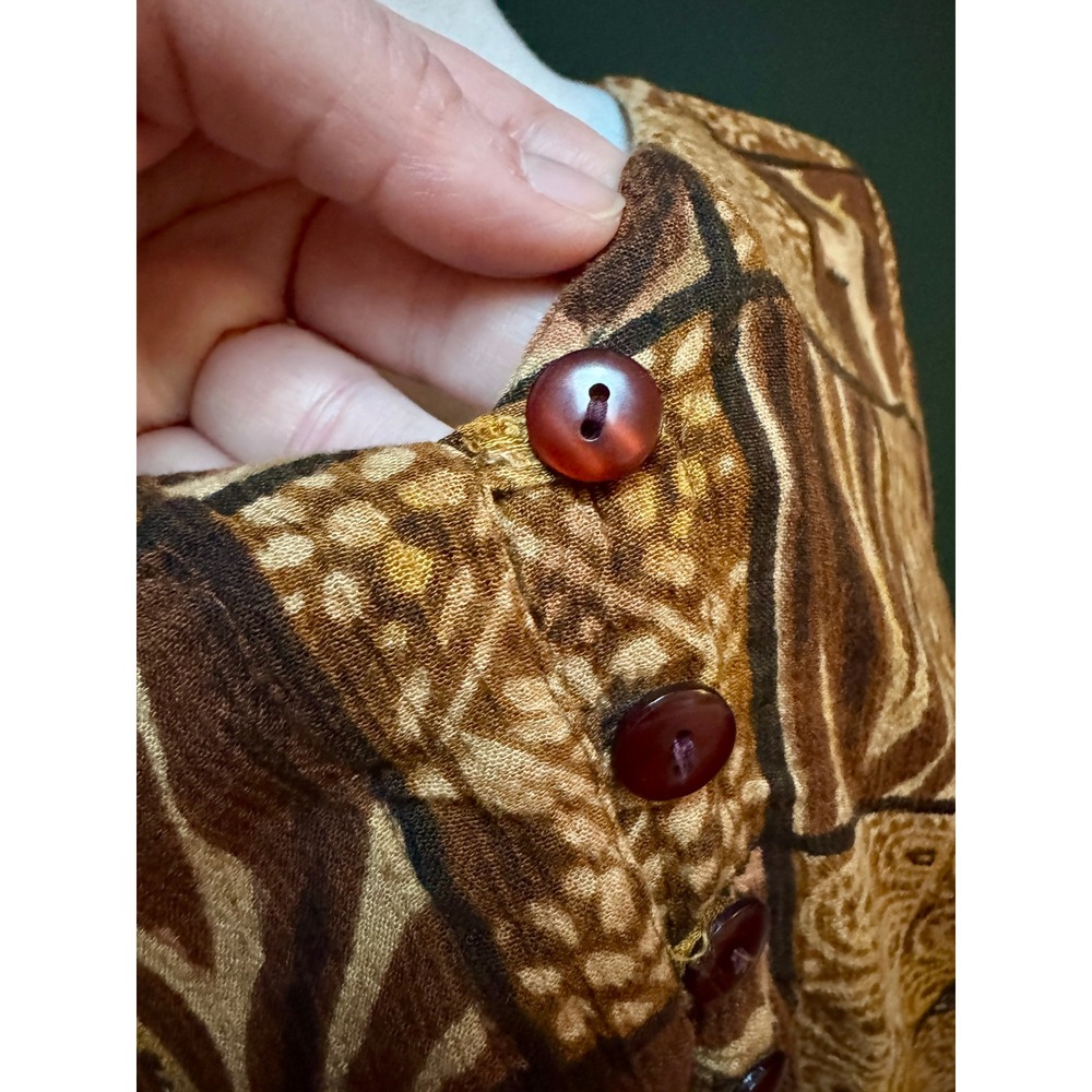 Vintage Club Z Collection Animal Print Patchwork Button Front‎ Blouse Women's 14 - Picture 7 of 8